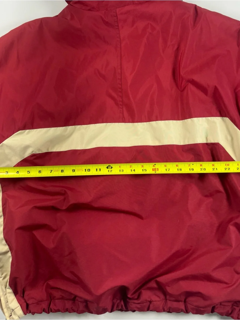 J. Crew Red Hooded Windbreaker with Cream Trim